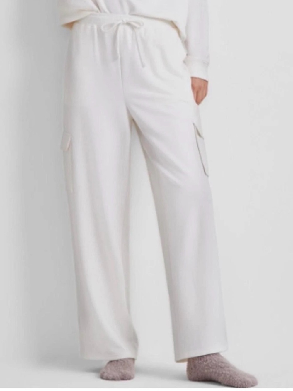 NWT Macy’s State of Day Wide-Leg Ultra Soft Cargo Lounge Pants in Ivory L